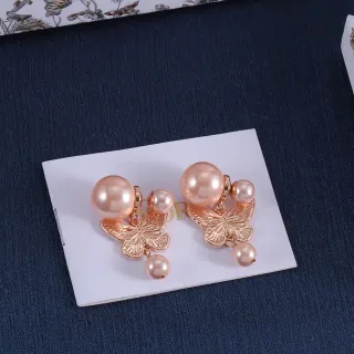 Rose-Gold Pearl Butterfly Dangle Earrings