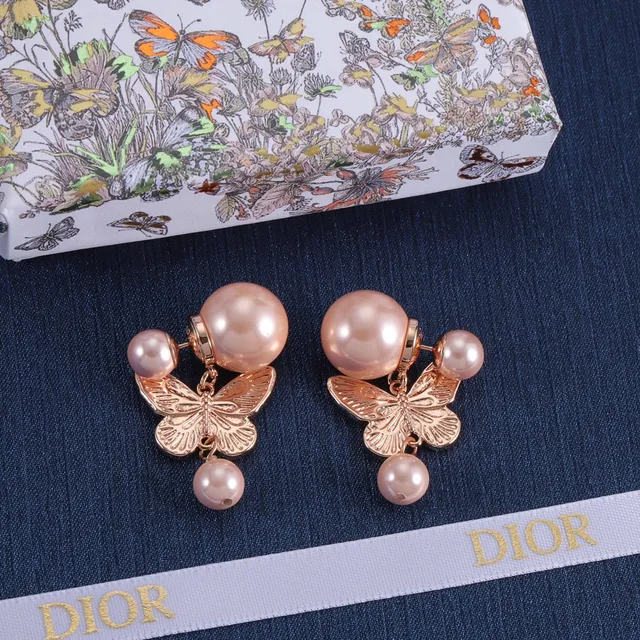 Rose-Gold Pearl Butterfly Dangle Earrings 4