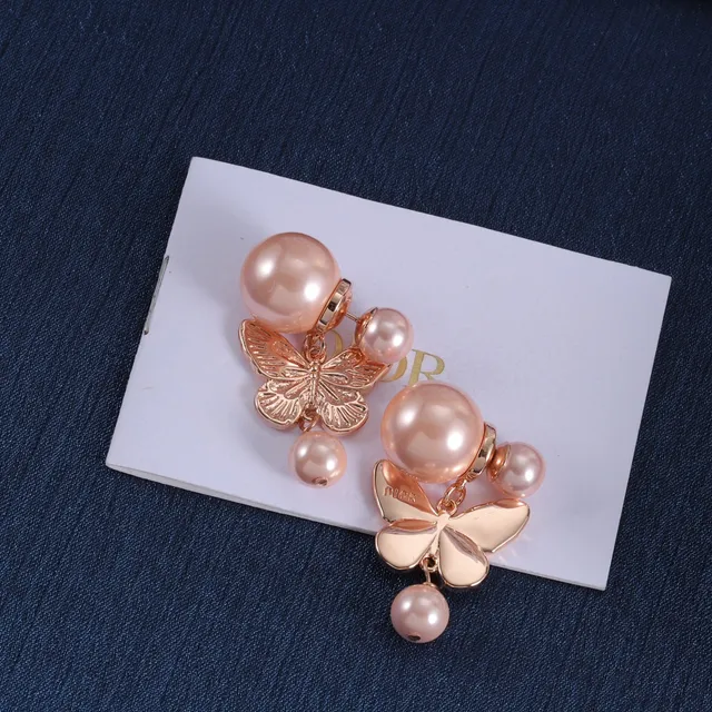 Rose-Gold Pearl Butterfly Dangle Earrings 5