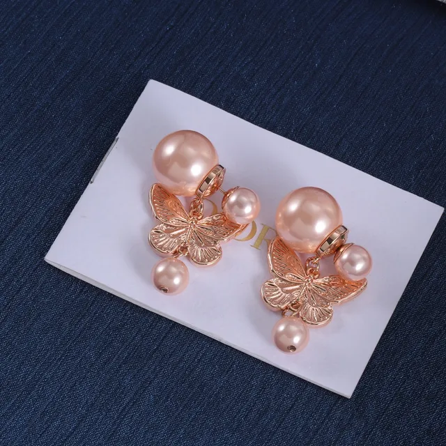 Rose-Gold Pearl Butterfly Dangle Earrings 6