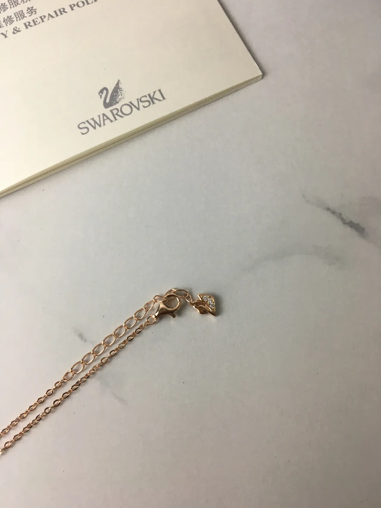 Rose Gold Tone Swan Motif Pavé Necklace 6