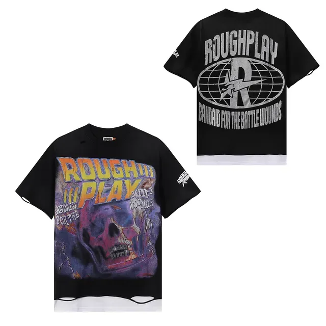 ROUGH Rough Play Graphic Distressed Oversized T-Shirt 3