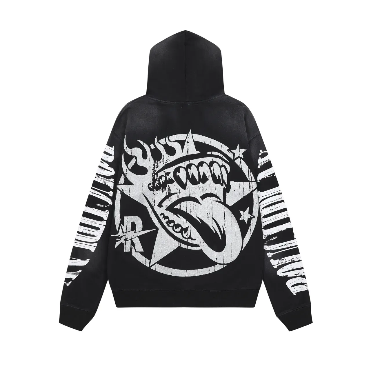Roughplay Graphic Print Skull and Shark Hoodie 4