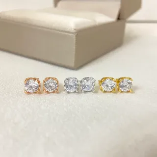 Round Faceted Stone Four-Prong Stud Earrings