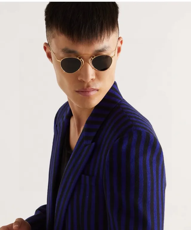 Round Metal Frame Gradient Amber-Brown Lens Sunglasses 2