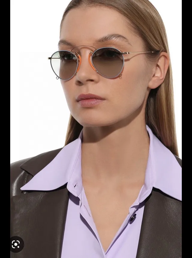 Round Metal Frame Gradient Amber-Brown Lens Sunglasses 7