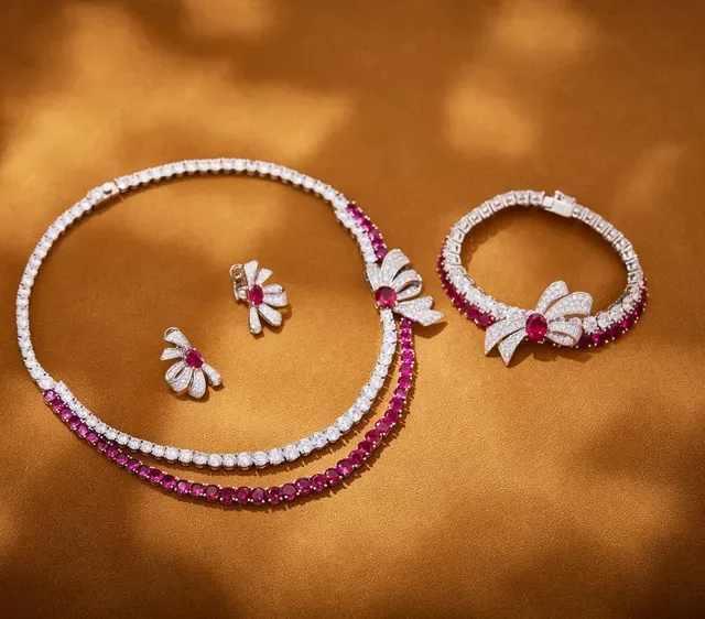 Ruby and Diamond Bow-Motif Gem-Set Bracelet 7