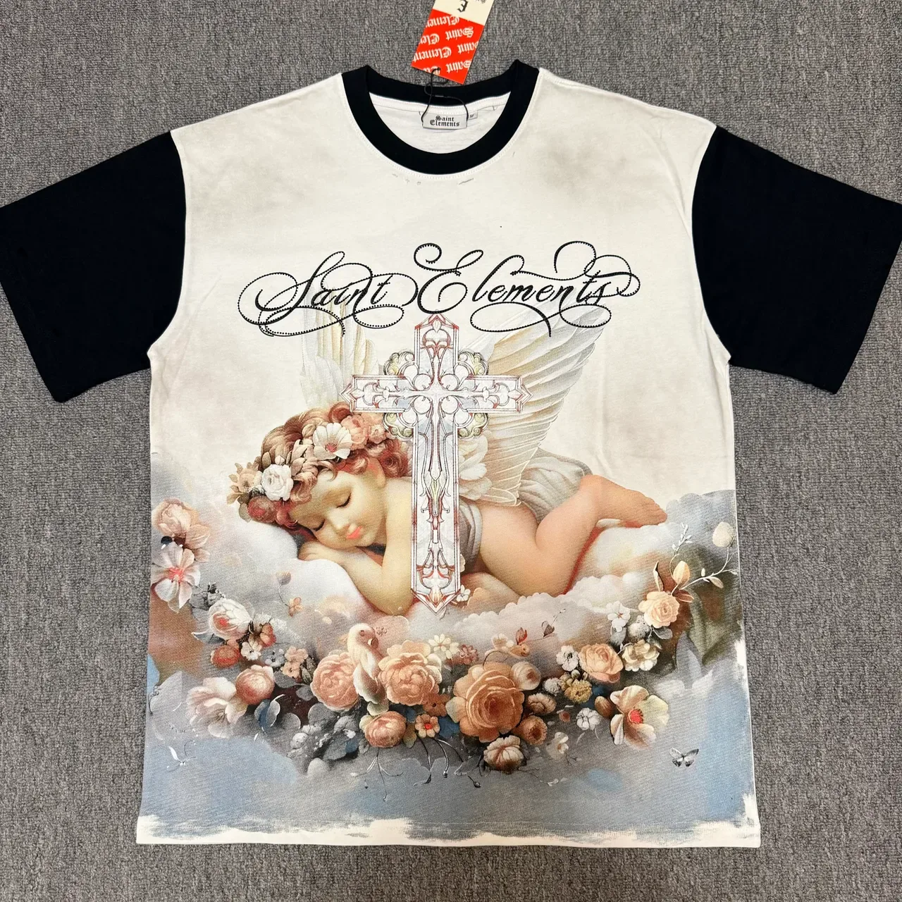Saint Elements Ringer-Style Angel Print T-Shirt 4