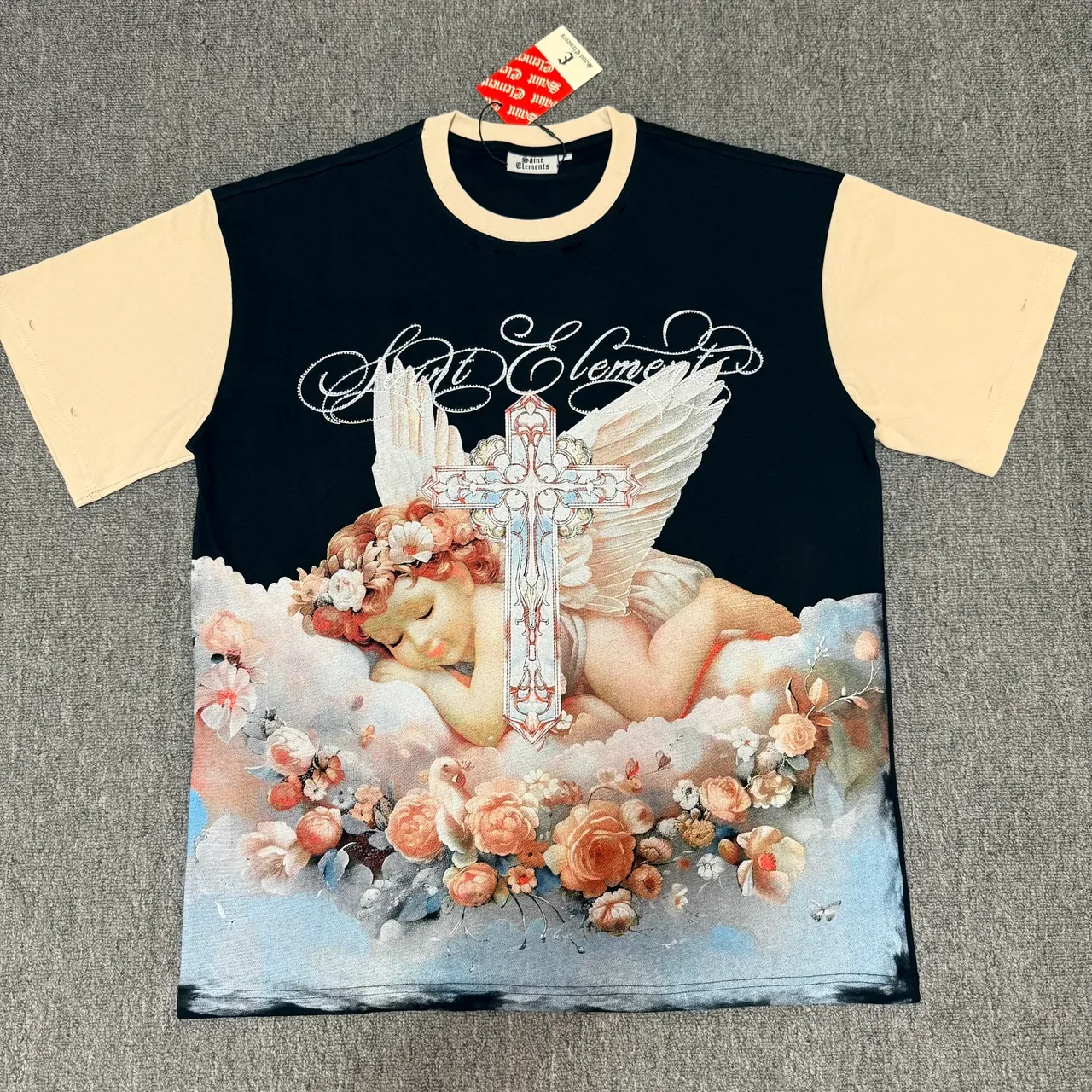 Saint Elements Ringer-Style Angel Print T-Shirt 6