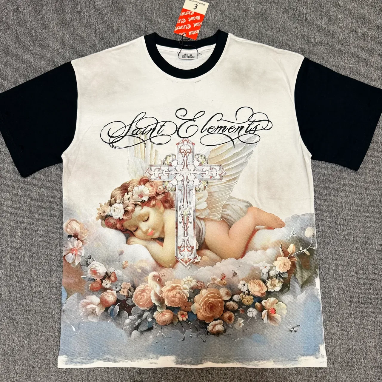 Saint Elements Ringer-Style Angel Print T-Shirt 8