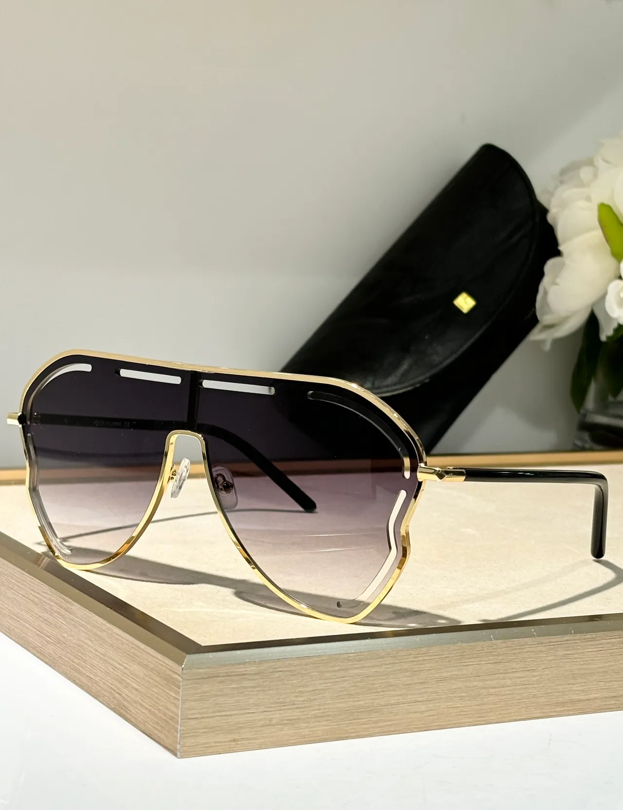 Shield-Style Metal-Trimmed Black and Silver Sunglasses 5