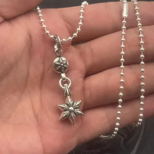 Silver Ball Chain Star Pendant Necklace 3