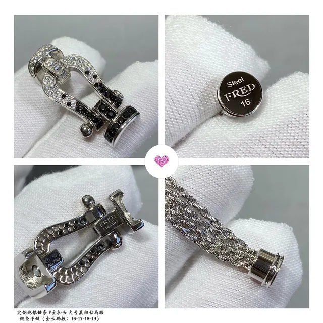 Silver Black Chain-Link Pavé-Set Bracelet 6
