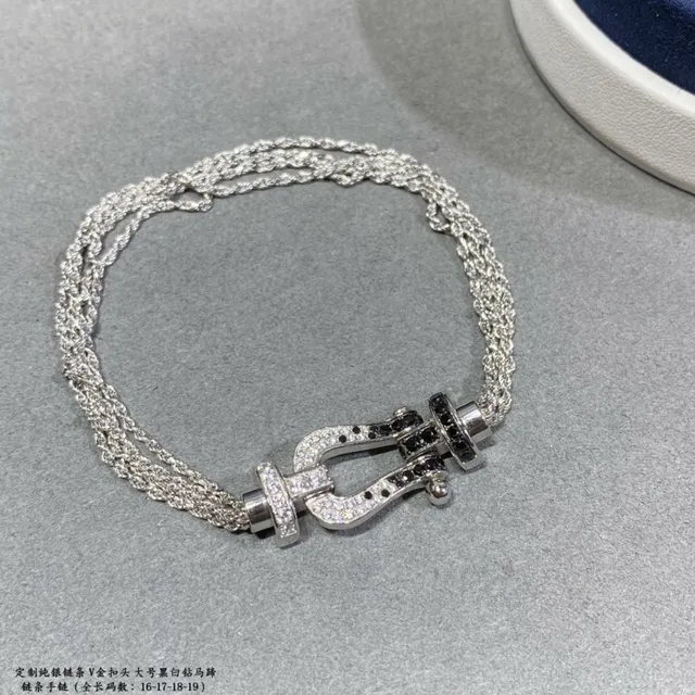 Silver Black Chain-Link Pavé-Set Bracelet 8