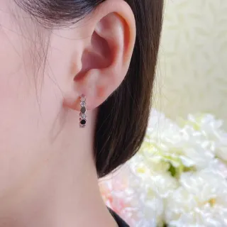 Silver Black Hexagonal Link Design Dangling Drop Earrings