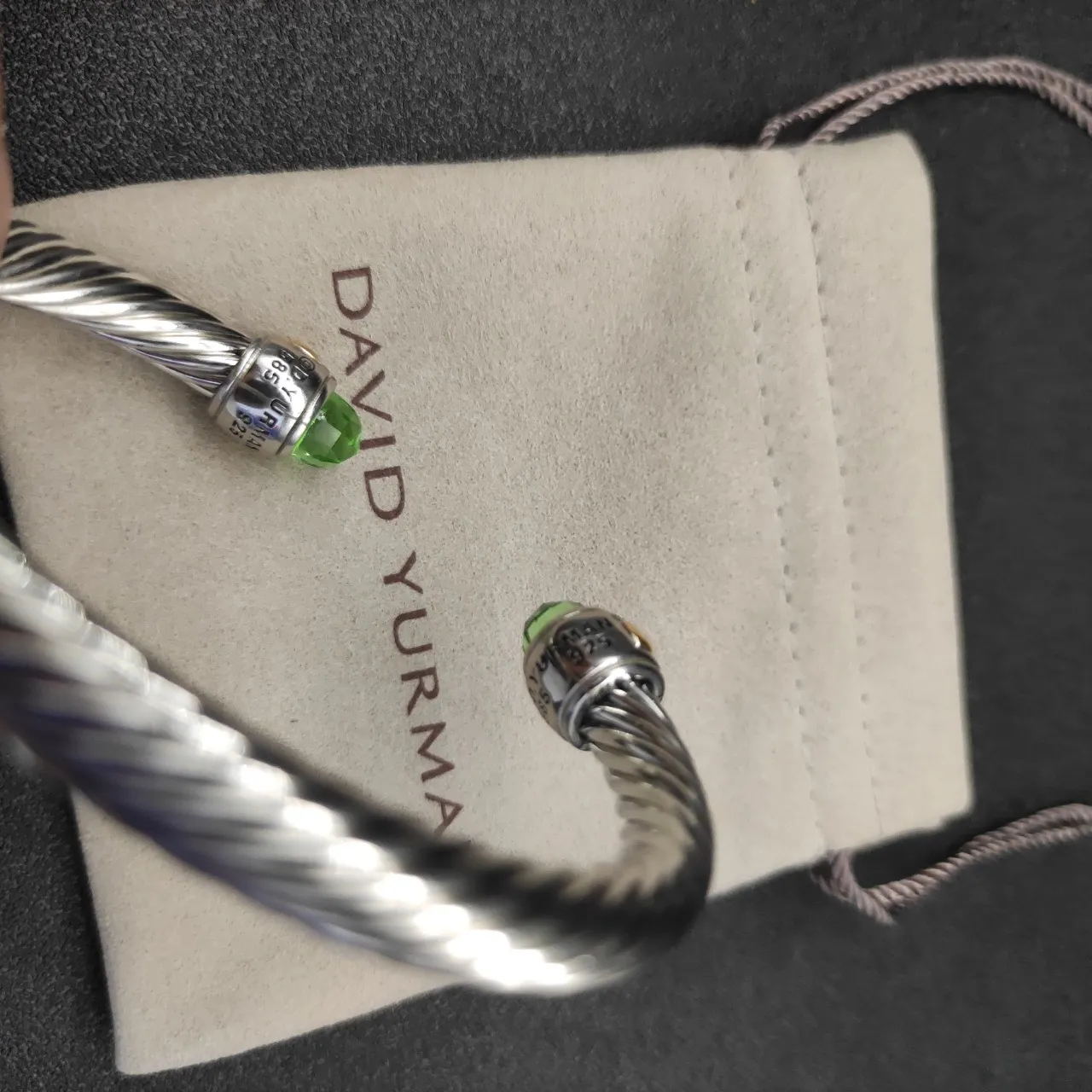 Silver Black Twisted Cable Two-Tone Metal Bracelet 5