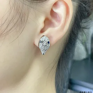 Silver Blue Snake-Head Silhouette Pavé-Set Stones Earrings