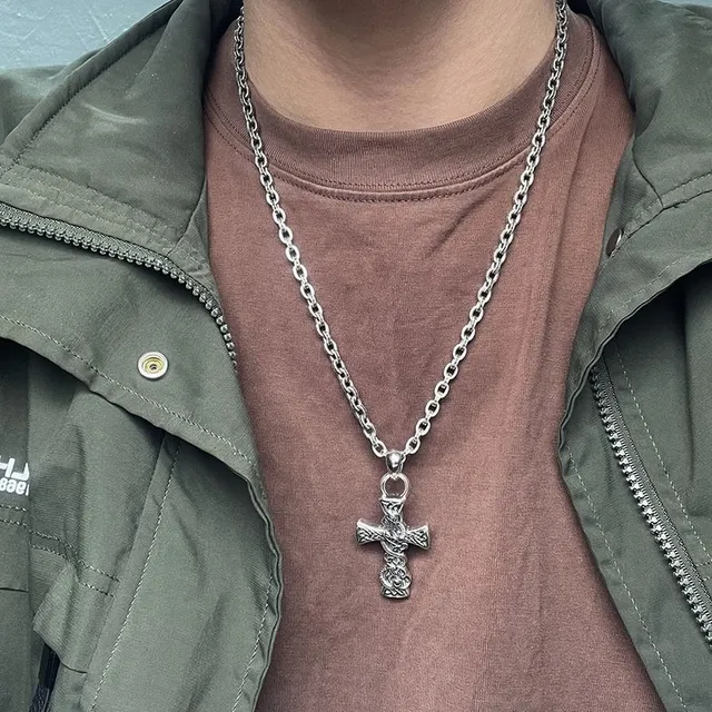 Silver Celtic Knot Cross Pendant Necklace 2