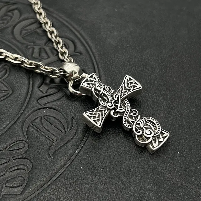 Silver Celtic Knot Cross Pendant Necklace 4