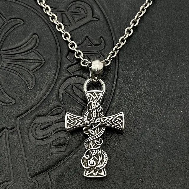 Silver Celtic Knot Cross Pendant Necklace 5
