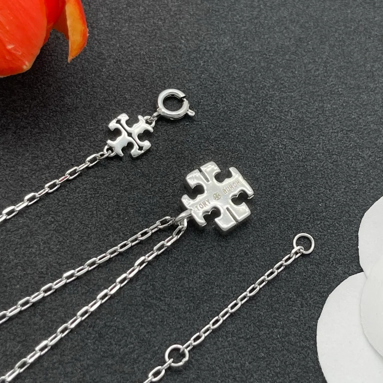 Silver Geometric Cross Pendant Necklace 2