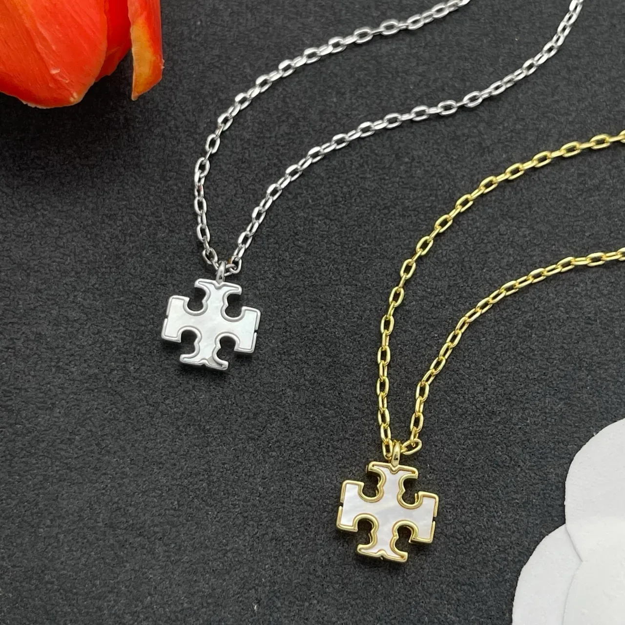 Silver Geometric Cross Pendant Necklace 3