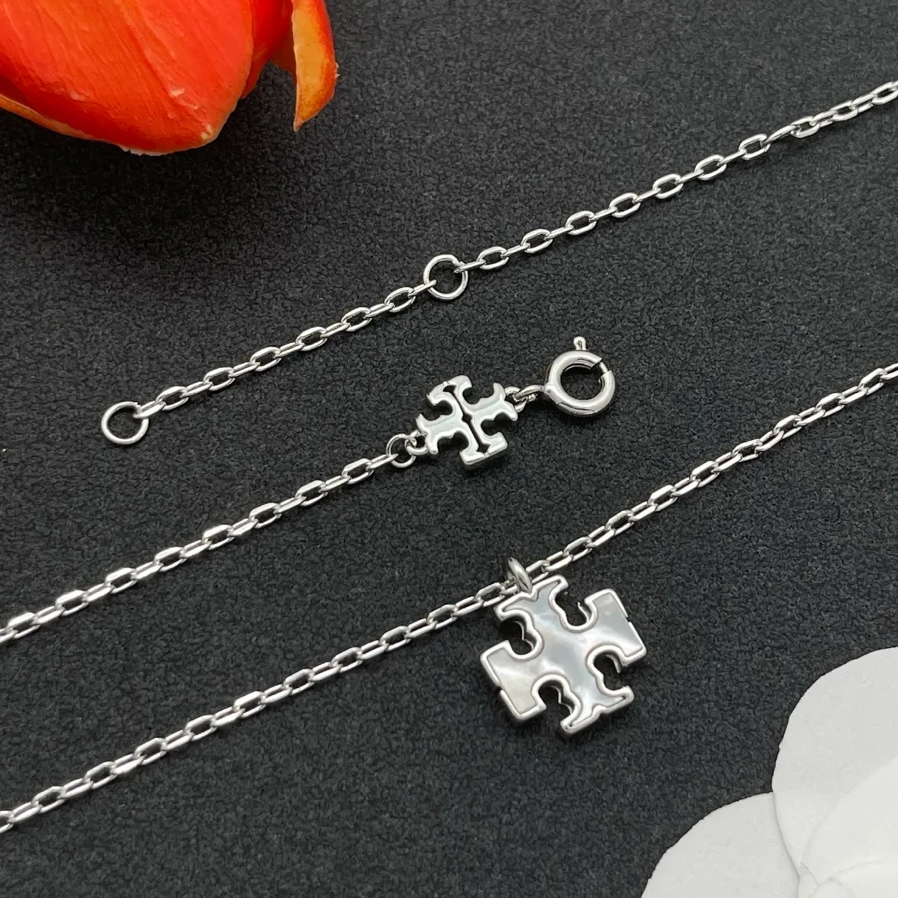 Silver Geometric Cross Pendant Necklace 4
