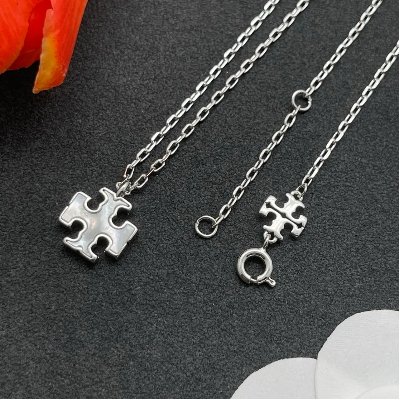 Silver Geometric Cross Pendant Necklace 5