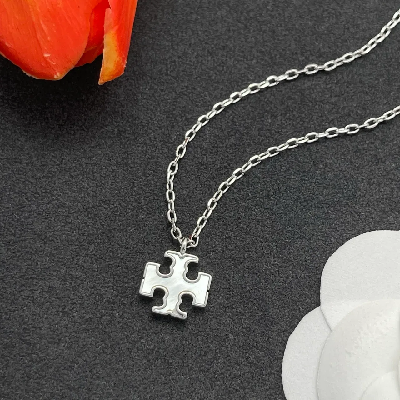 Silver Geometric Cross Pendant Necklace 6