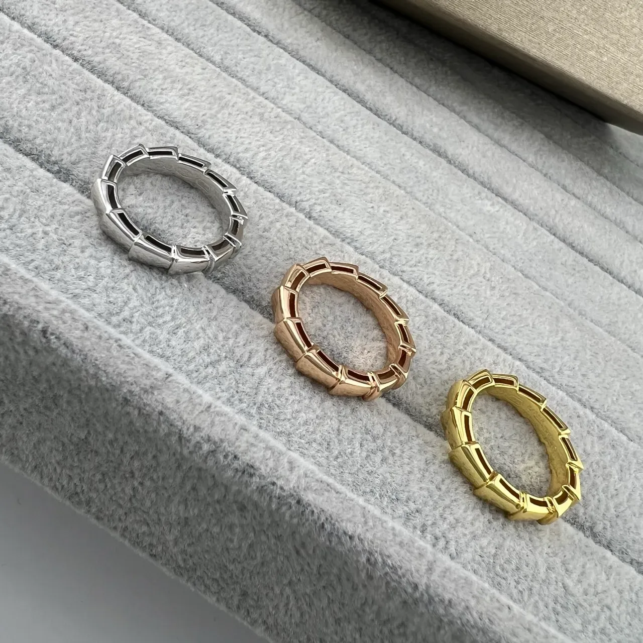 Silver Gold Bamboo-Link Segmented Design Polished Metal Jewelry 6
