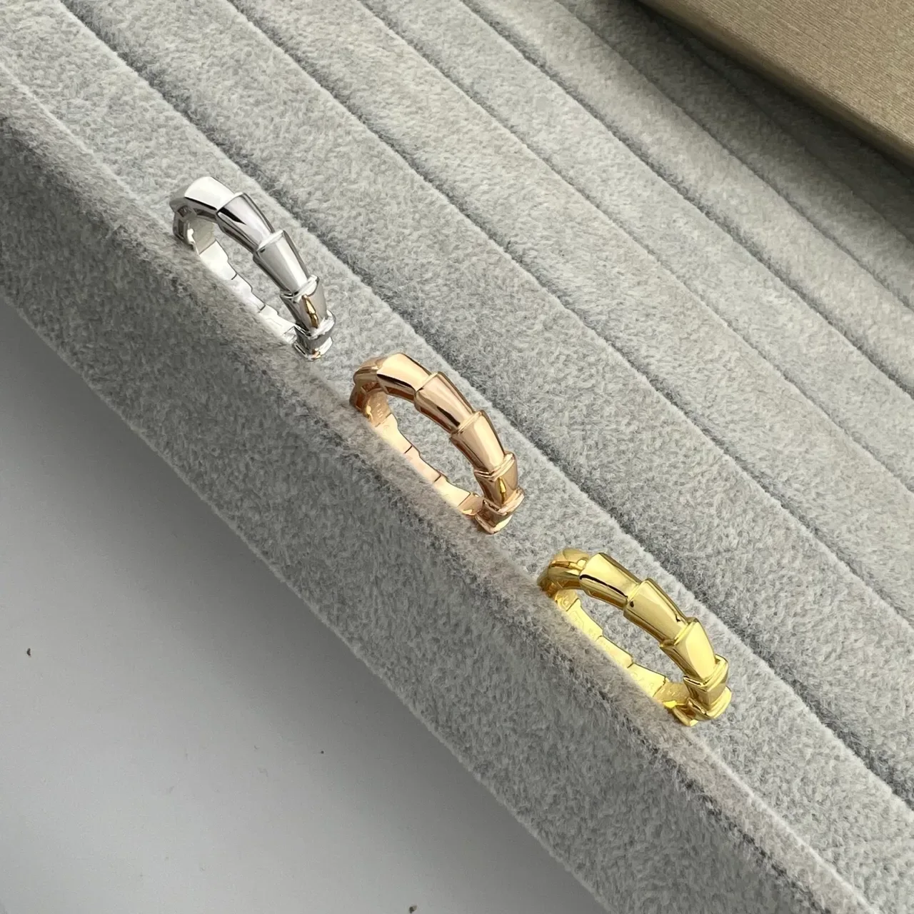 Silver Gold Bamboo-Link Segmented Design Polished Metal Jewelry 7