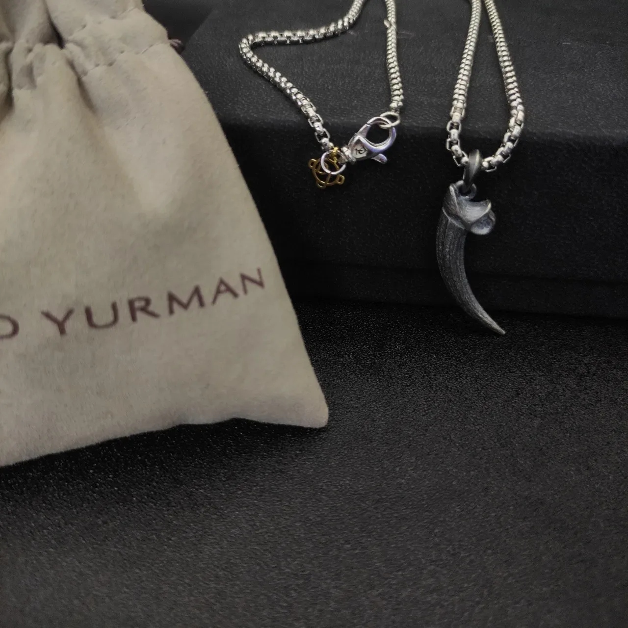 Silver Gold Oxidized Metal Claw-Shaped Pendant Necklace 4