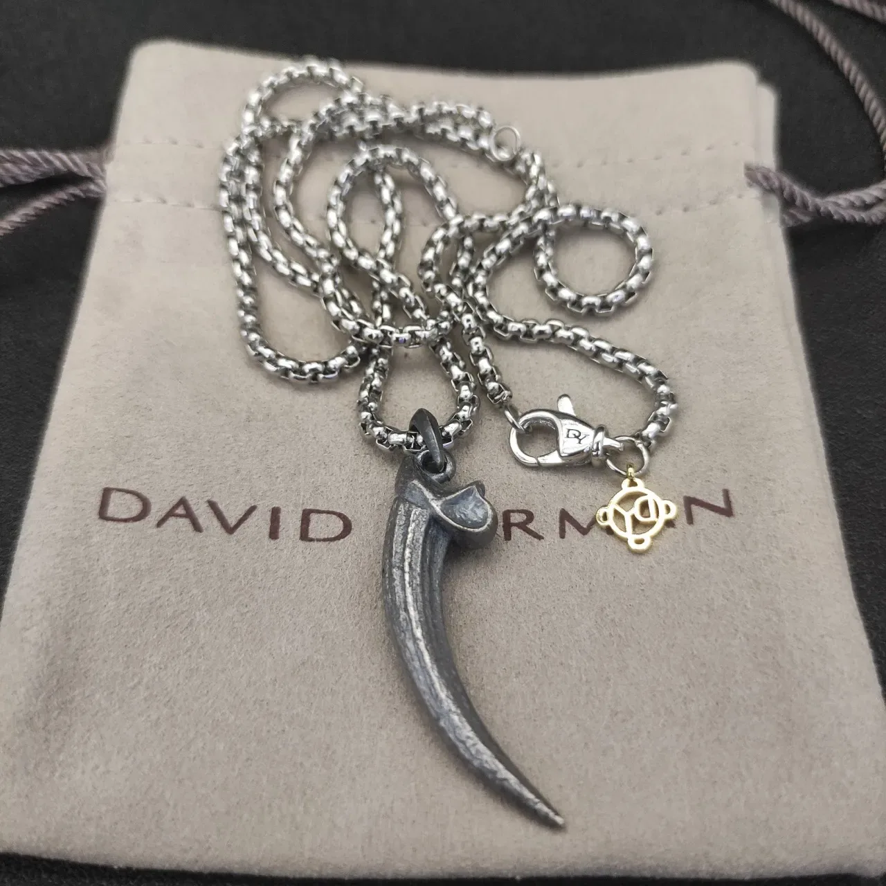 Silver Gold Oxidized Metal Claw-Shaped Pendant Necklace 5
