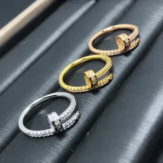 Silver Gold Pavé-Set Nailhead-Inspired Ring