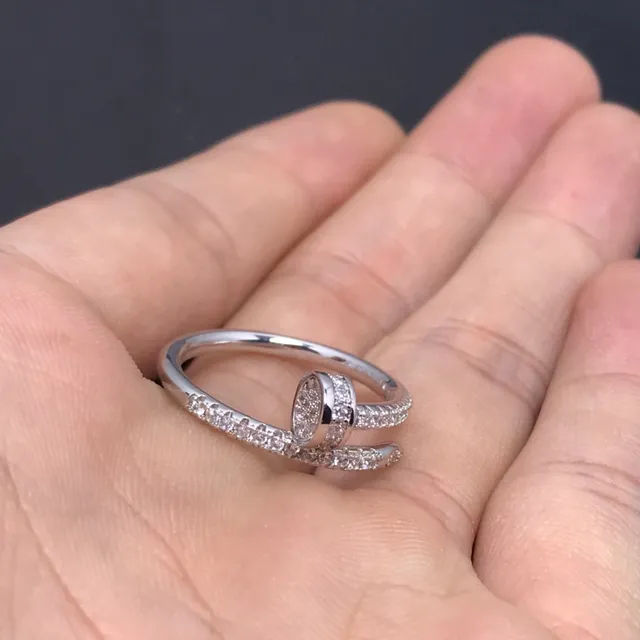 Silver Gold Pavé-Set Nailhead-Inspired Ring 2