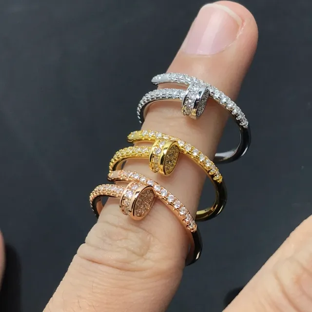 Silver Gold Pavé-Set Nailhead-Inspired Ring 3