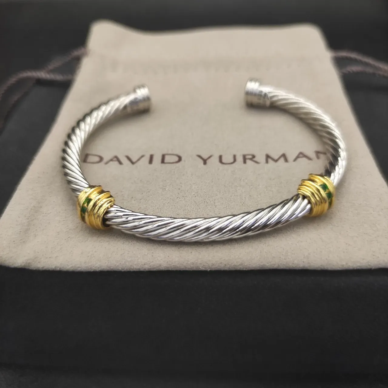 Silver Gold Twisted Cable Cuff-Style Bracelet 2
