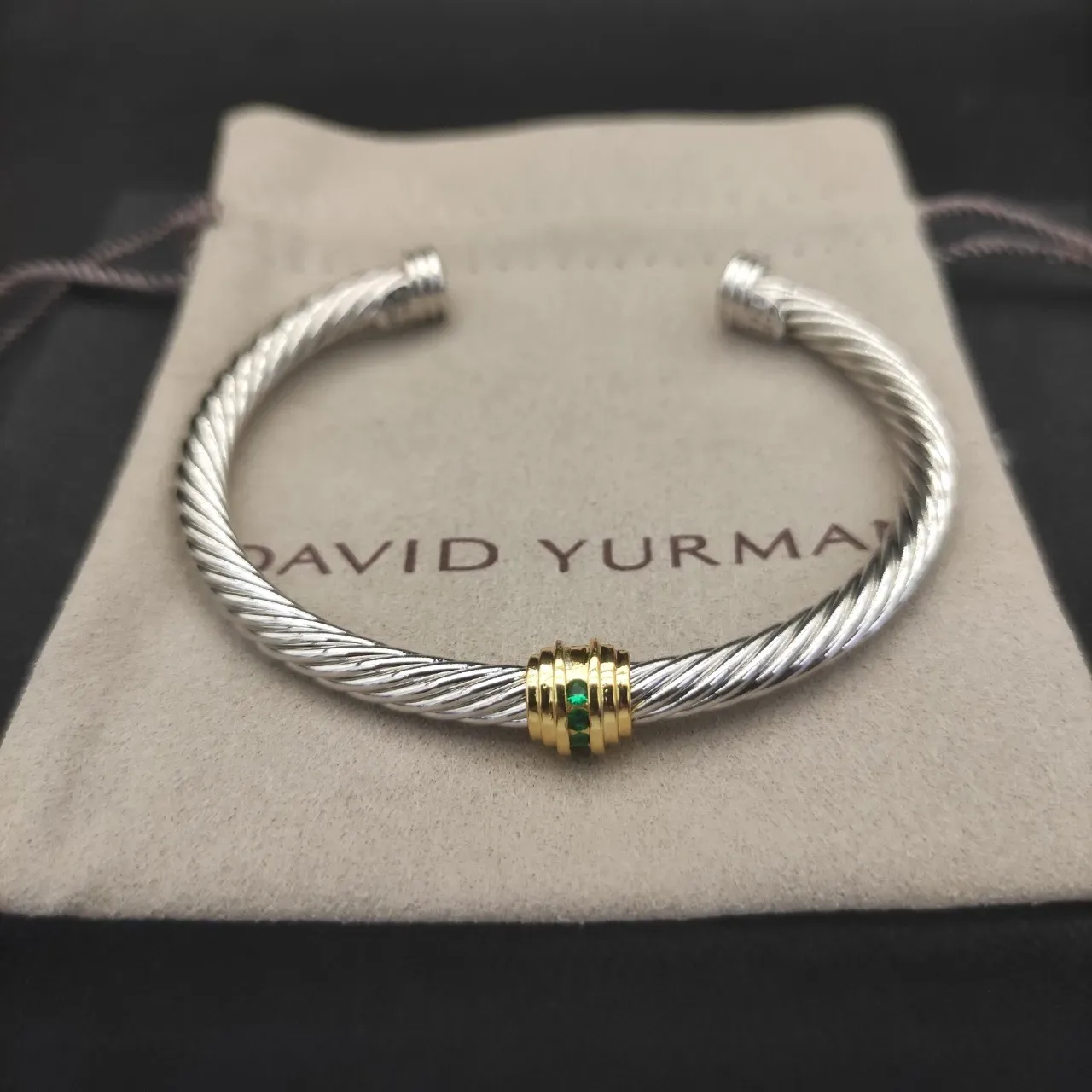 Silver Gold Twisted Cable Cuff-Style Bracelet 3