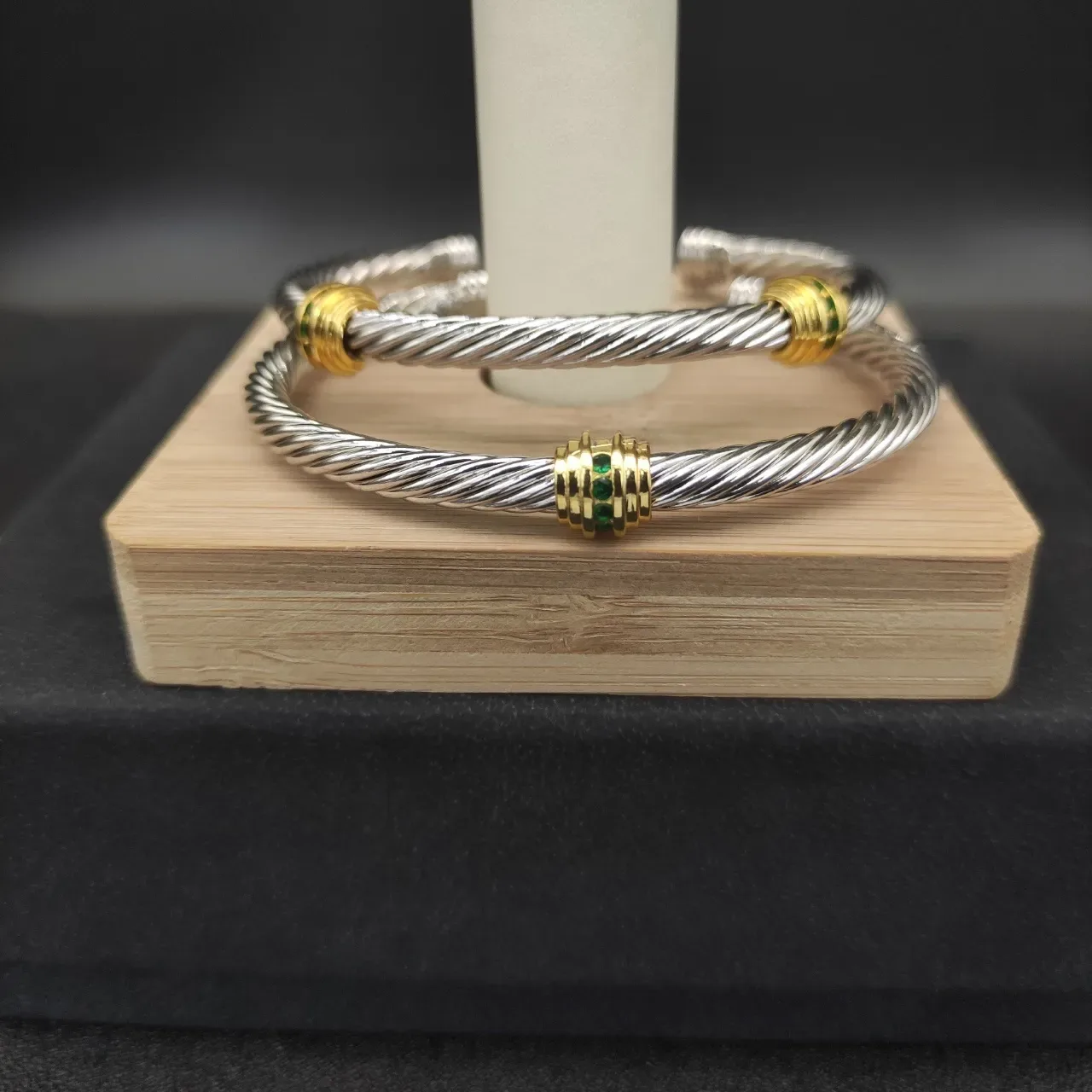 Silver Gold Twisted Cable Cuff-Style Bracelet 4
