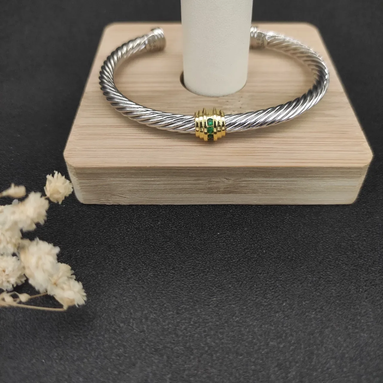 Silver Gold Twisted Cable Cuff-Style Bracelet 5
