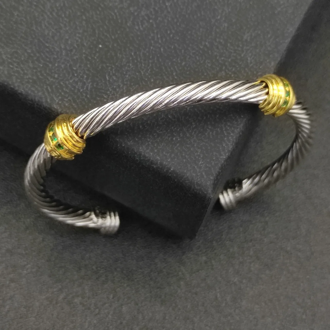 Silver Gold Twisted Cable Cuff-Style Bracelet 7