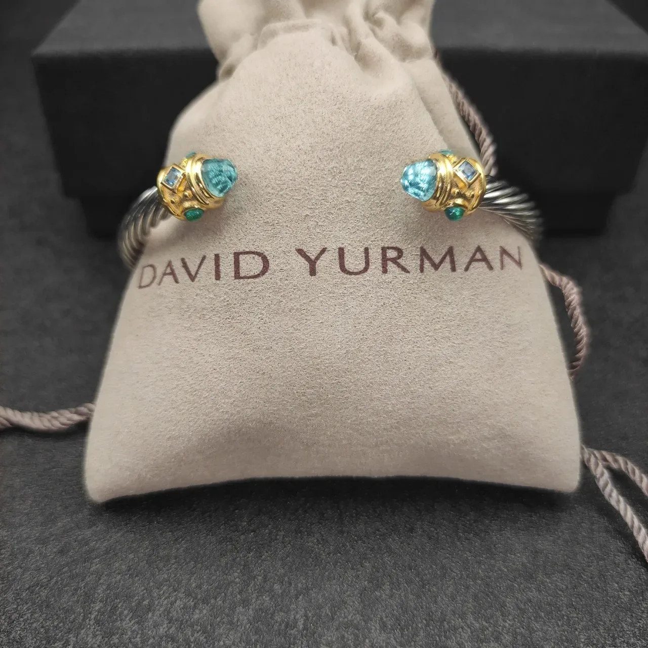 Silver Gold Twisted Cable End Caps Bracelet 3