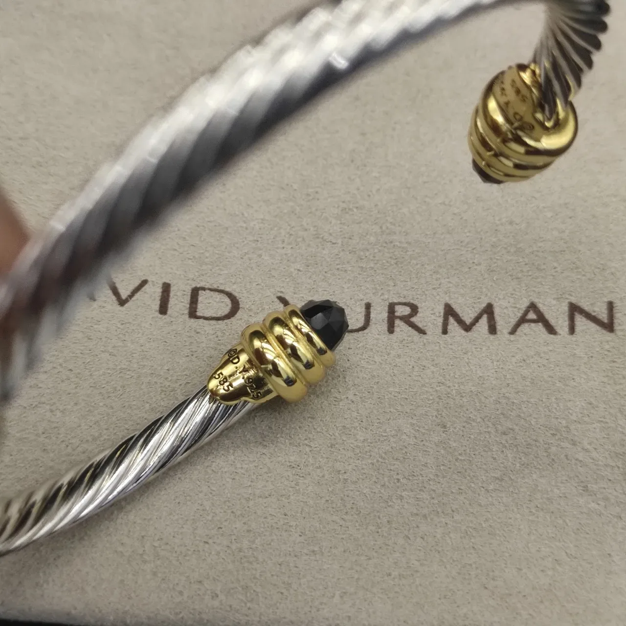 Silver Gold Twisted Cable Terminals Bracelet 4