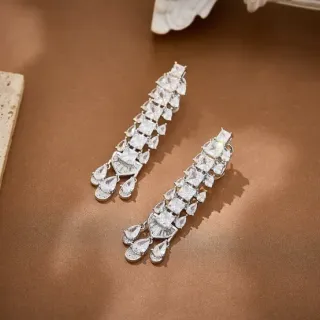 Silver Multi-Tiered Chandelier-Style Earrings
