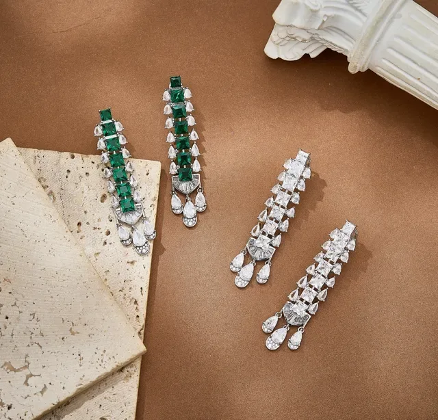 Silver Multi-Tiered Chandelier-Style Earrings 5