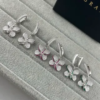 Silver Multicolor Butterfly Pendant Pavé-Set Earrings