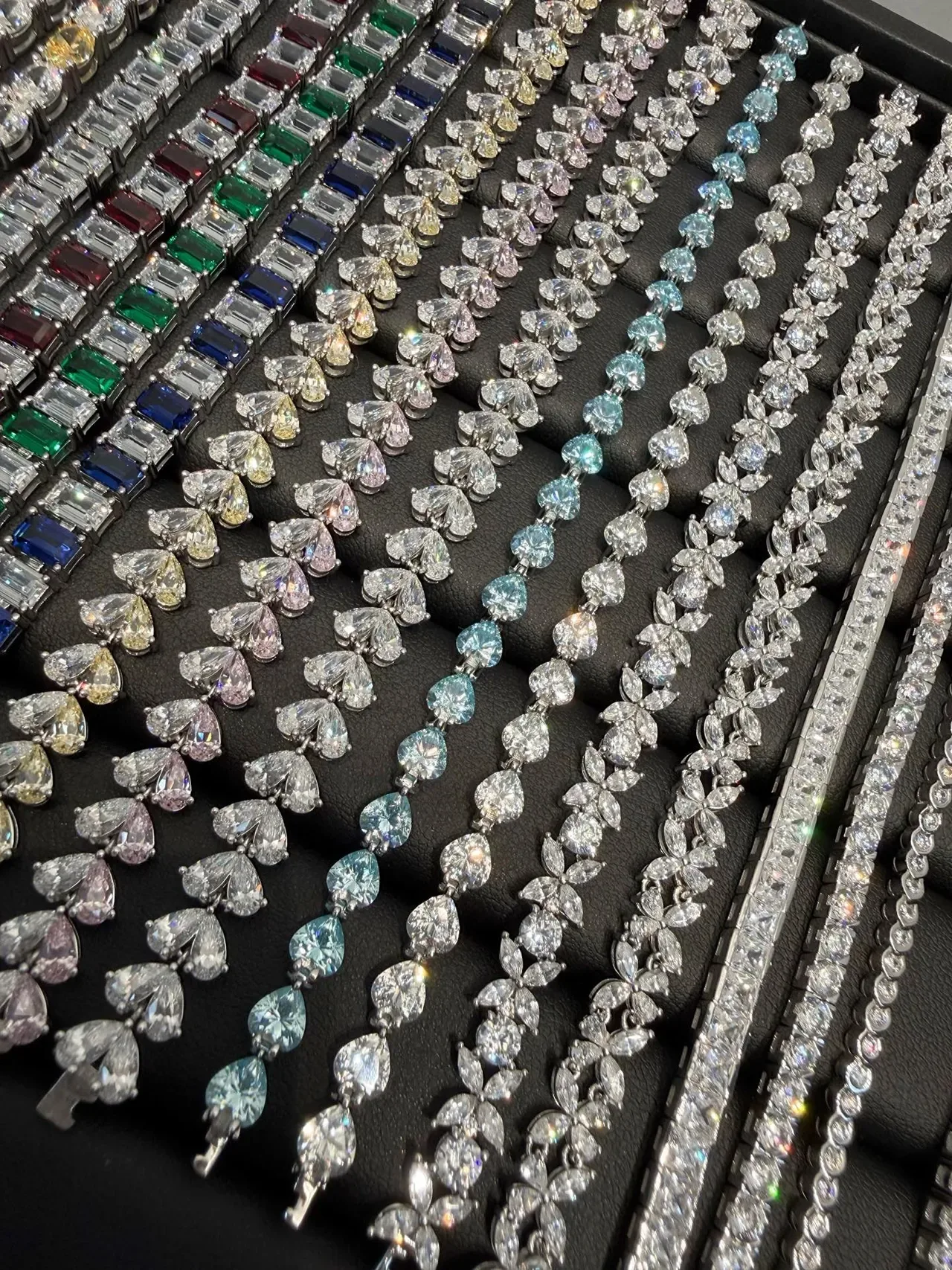 Silver Multicolor Multi-Stone Paved Crystal Necklace 3