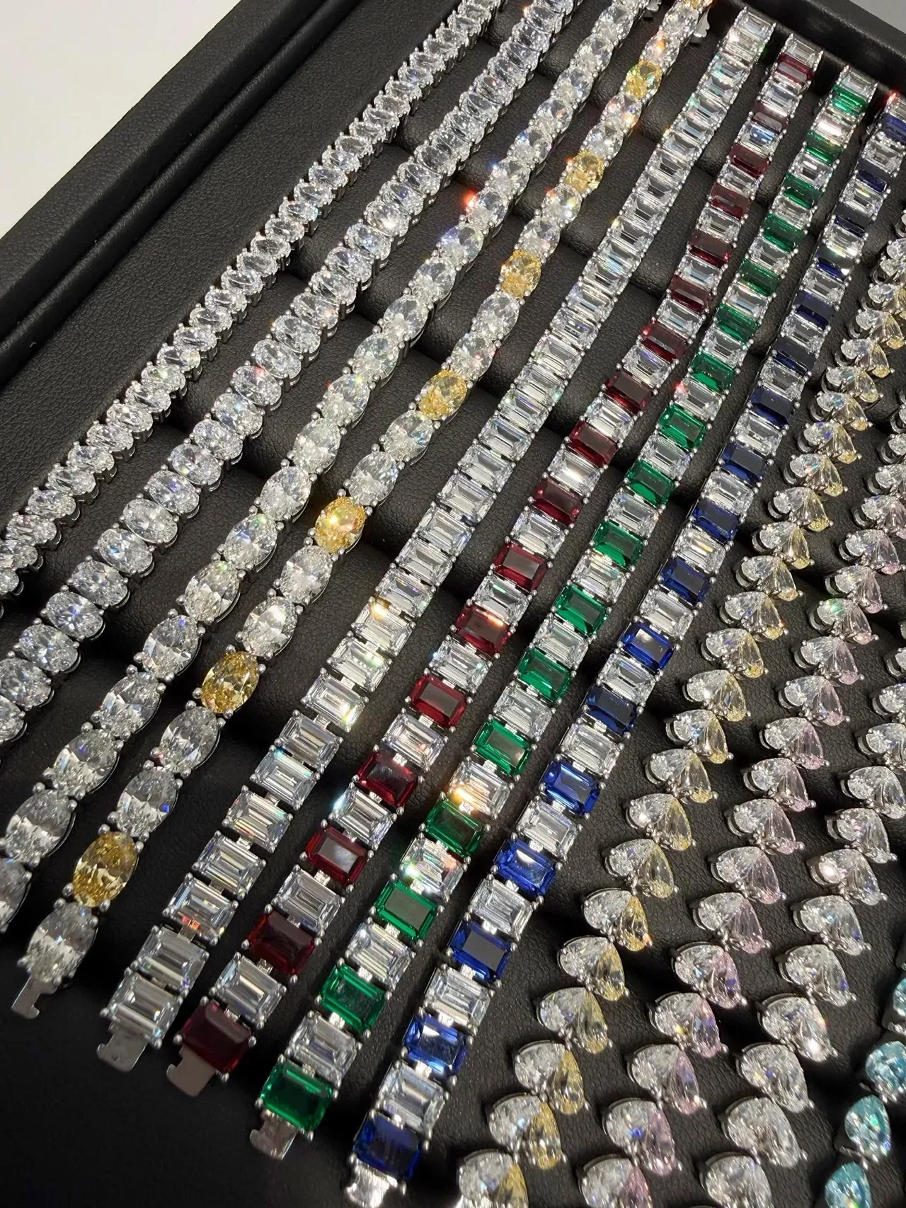 Silver Multicolor Multi-Stone Paved Crystal Necklace 4
