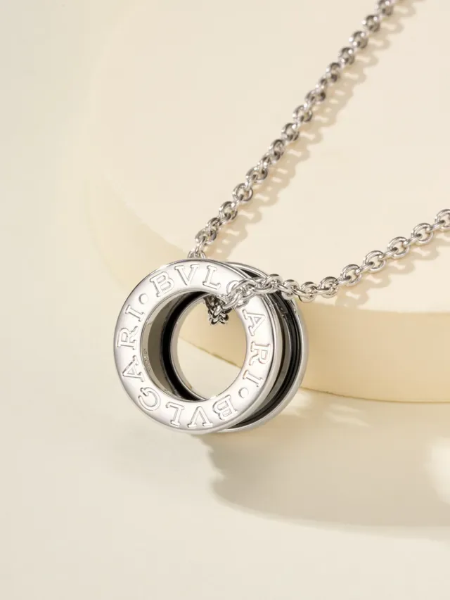 Silver-Tone and Black Multi-Ring Cylindrical Pendant Necklace 15