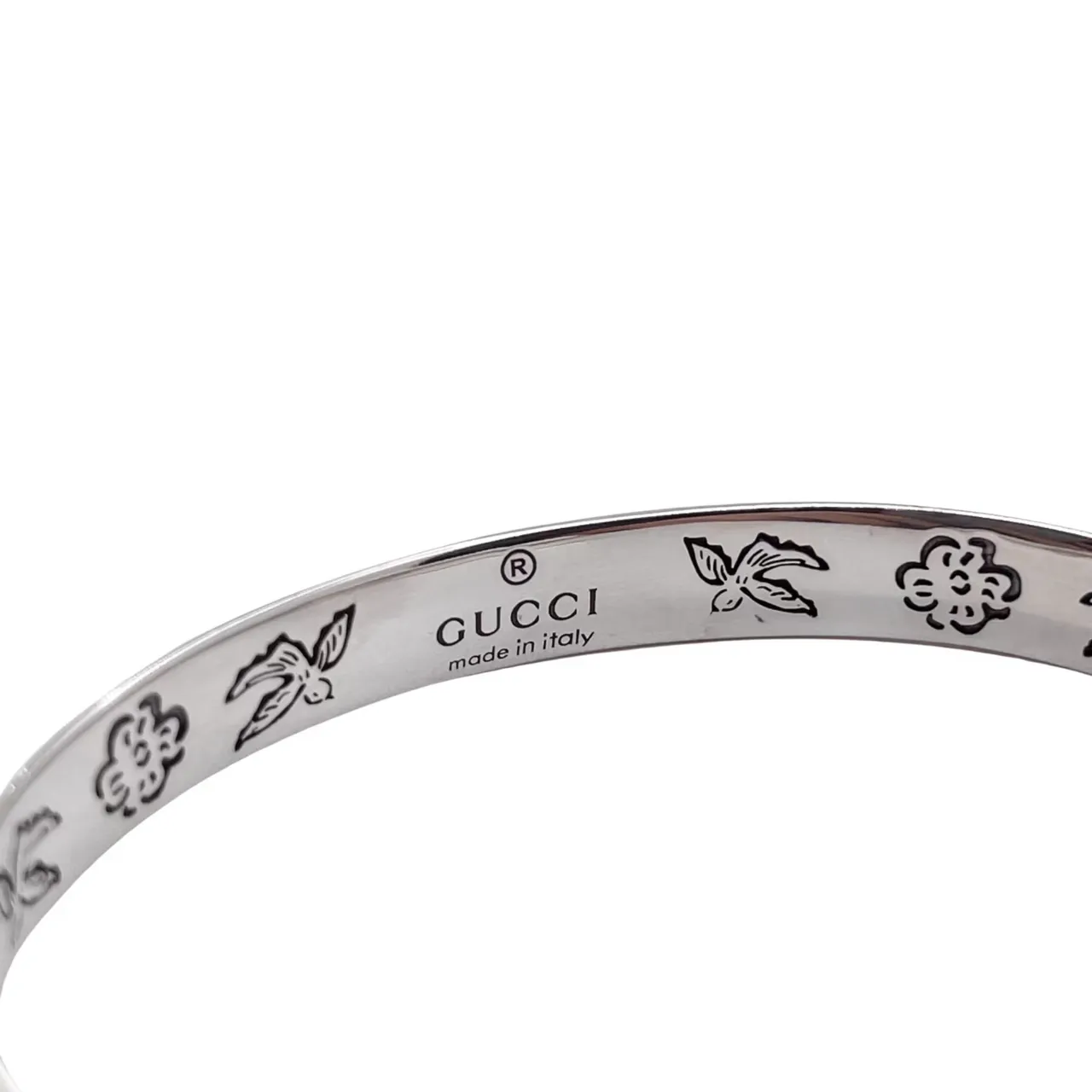 Silver-Tone 'Blind for Love' Engraved Open Cuff Bracelet 8